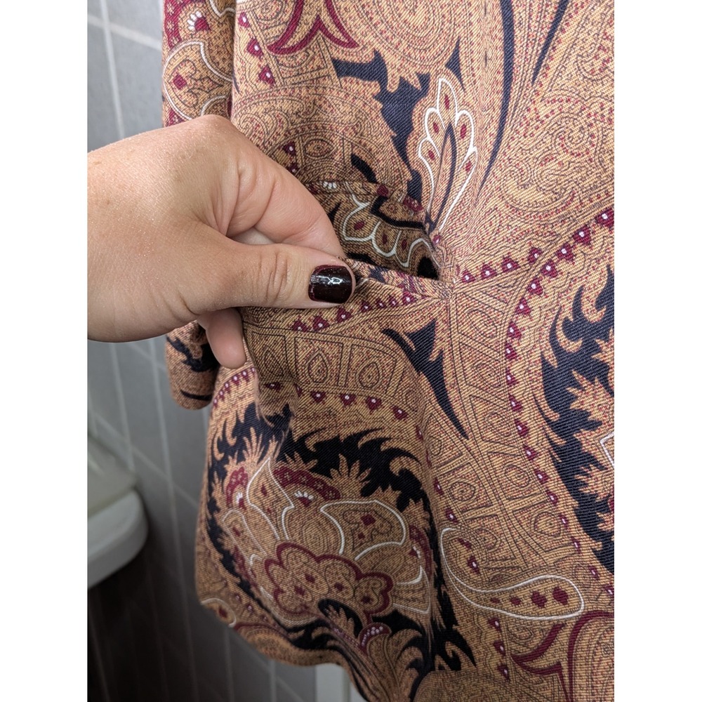 Worthington Womens Vintage Paisley Blazer 12P Jacket Retro Boho Shoulder Pads - Picture 4 of 6